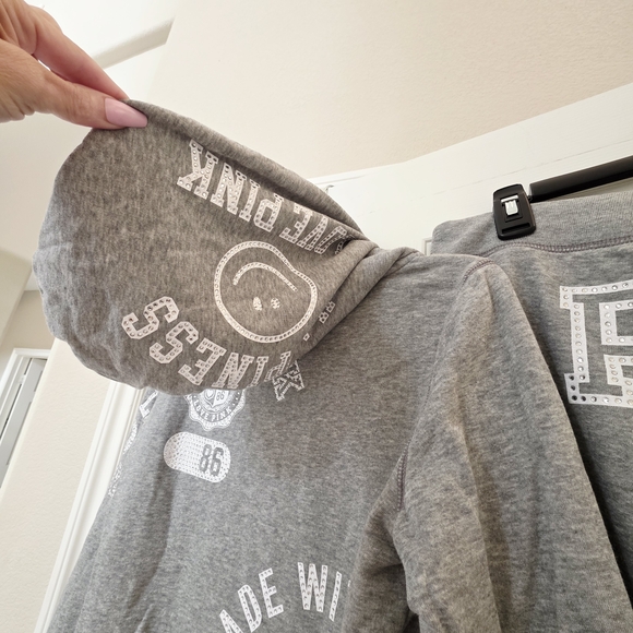 Victoria's Secret PINK Grey White Bling Fashion Show Collection Tracksuit M - Picture 5 of 13